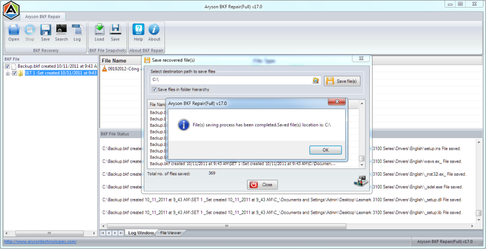 screenshot of BKF Recovery Tool